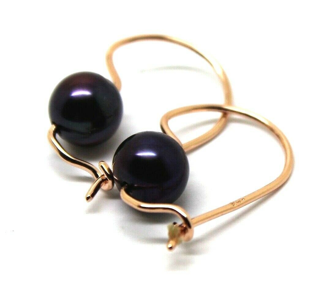 Kaedesigns New 9ct Yellow, Rose or White Gold 8mm Black Pearl Hook Earrings