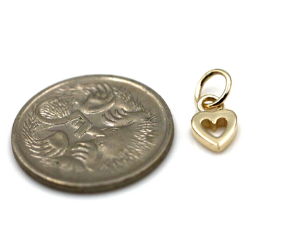 Genuine Tiny Very Small 9ct Yellow, Rose or White Gold or Sterling Silver Open Heart Charm Pendant