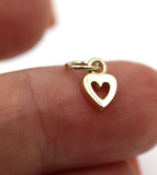 Genuine Tiny Very Small 9ct Yellow, Rose or White Gold or Sterling Silver Open Heart Charm Pendant