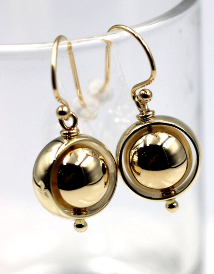 Kaedesigns New Genuine 9ct 9k Yellow, Rose or White Gold 12mm Spinning Belcher Ball Earrings