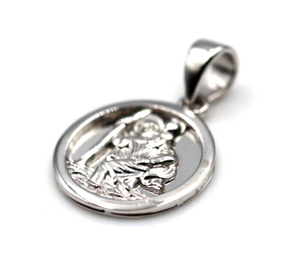 Sterling Silver 925 St Christopher 12mm Pendant Charm Travel Saint