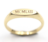 Size 3.5 Genuine Solid 9ct Yellow, Rose or White Gold Signet Ring Engraved Initials or Numbers