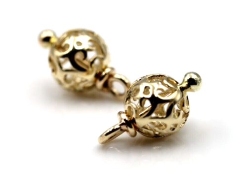 Genuine 9k 9ct 375 Yellow, Rose or White Gold 7.7mm Ball Filigree Balls For Charm Earrings