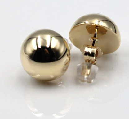 Kaedesigns New 9ct 9K Plain Yellow, Rose or White Gold 12mm Stud Half Ball Earrings