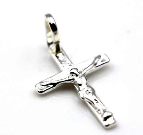 Small Crucifix Pendant Charm 925 Sterling Silver For Religious