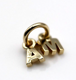 Genuine 9ct 9kt Genuine Tiny Small Yellow, Rose or White Gold Initial Pendant Charms A + M