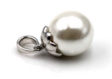 Sterling Silver 925 Flower 12mm Shell White Pearl Ball Pendant -Free Post