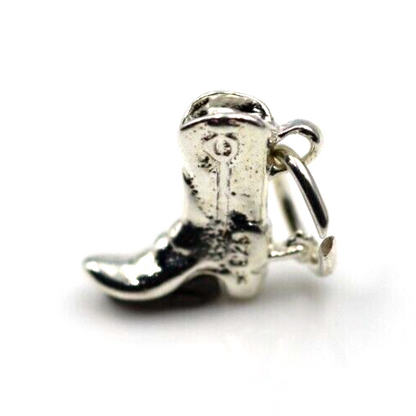 Genuine Sterling Silver 925 Cowboy Boot Charm Pendant