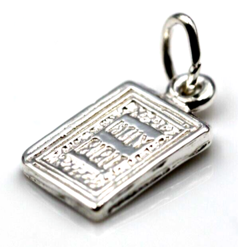 Sterling Silver 925 Pendant Charm Miniature Holy Bible Cross Christian