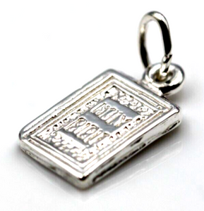 Sterling Silver 925 Pendant Charm Miniature Holy Bible Cross Christian-Free post