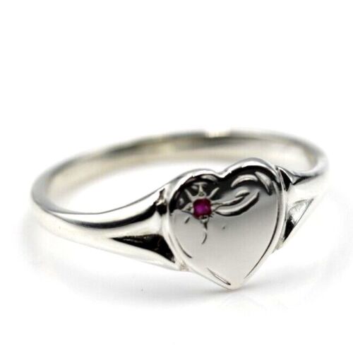 Large New Genuine Sterling Silver 925 Heart Signet Ring Choose Your Size & Gemstone