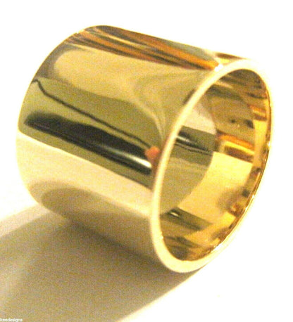 Size M, Genuine Solid 9t Yellow, Rose or White Gold / 375 Full 16mm Extra Wide Band Ring