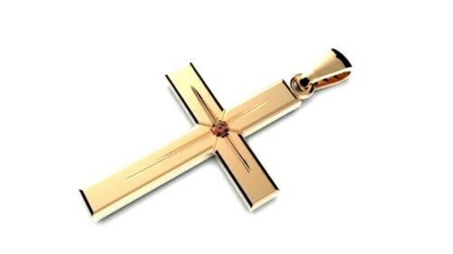 Kaedesigns New Large Heavy Ruby Set 9ct 9k 375 Yellow, Rose or White Gold Cross Crucifix Pendant