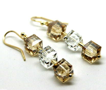 Kaedesigns, Genuine 9ct 9k Yellow Gold 8mm Crystal Earrings