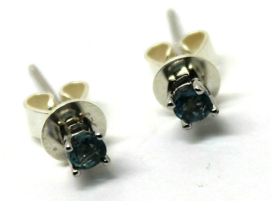 Kaedesigns New 9ct Solid White Gold London Blue Topaz 3mm Earrings