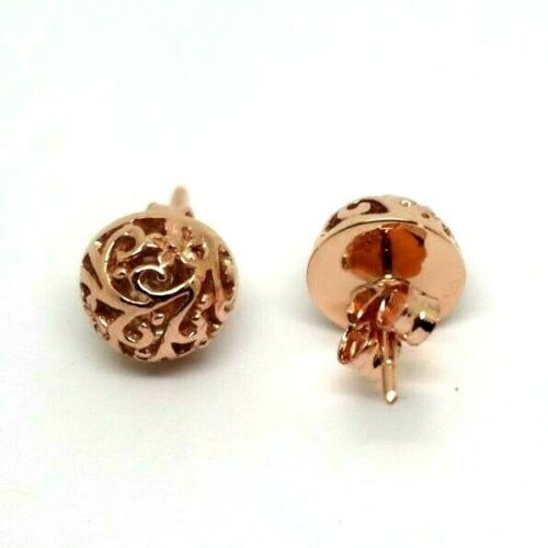 Genuine New 9k 9ct Yellow, Rose or White Gold Half Ball 10mm Stud Filigree Flower Earrings