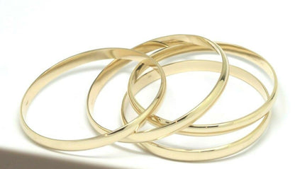 Genuine 9ct 9kt FULL SOLID Heavy Yellow, Rose or White Gold Bangle 6mm wide half round 60mm inside diameter