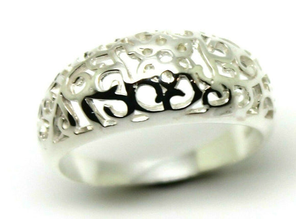 Size O Solid Sterling Silver Wide Filigree Ring *Free Express Post In Oz*