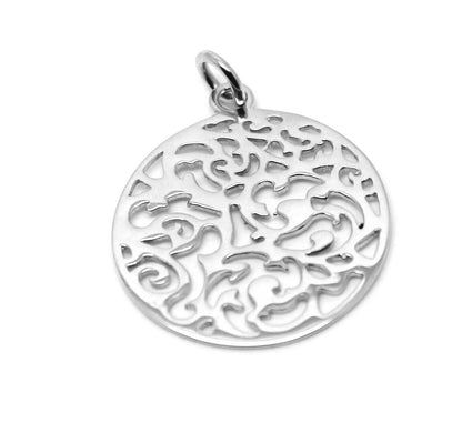 Genuine Solid 9ct 9kt Yellow, White Or Rose Gold Round Filigree Pendant