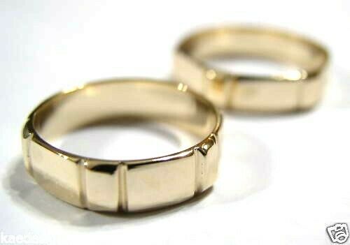 Genuine Solid His & Hers Solid 9ct 9K Yellow Gold Wedding Bands Couple Rings