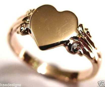 Kaedesigns New Size M Genuine New 9ct Yellow, Rose or White Gold 375 Heart Signet Ring