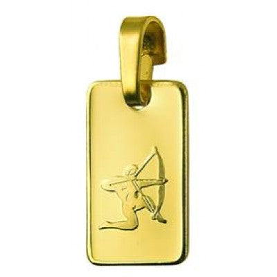 Genuine New 9ct 9k yellow gold Rectangle Zodiac Pendant - All star signs available