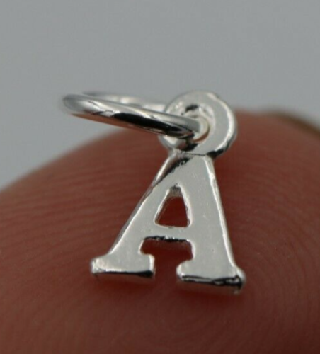 Sterling Silver 925 Capital Initials Letter Personalised Tiny Pendant Charm A to Z