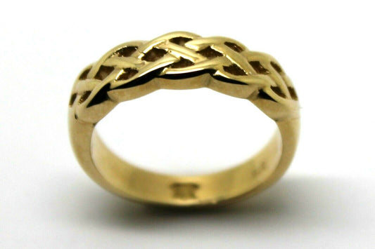 Genuine New Size N Solid 9ct Heavy Yellow Gold Weave Celtic Ring