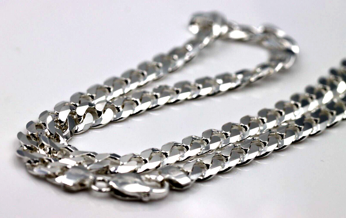 Sterling Silver 925 8mm Heavy Flat Kerb Curb Chain Necklace 50cm 50.3g (Last one)