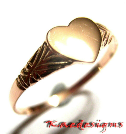 Size M 1/2, New Solid Genuine New 9ct 9kt Rose Gold Heart Signet Ring 200