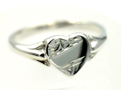 Kaedesigns, Size H New Genuine Sterling Silver 925 Heart Signet Ring 201