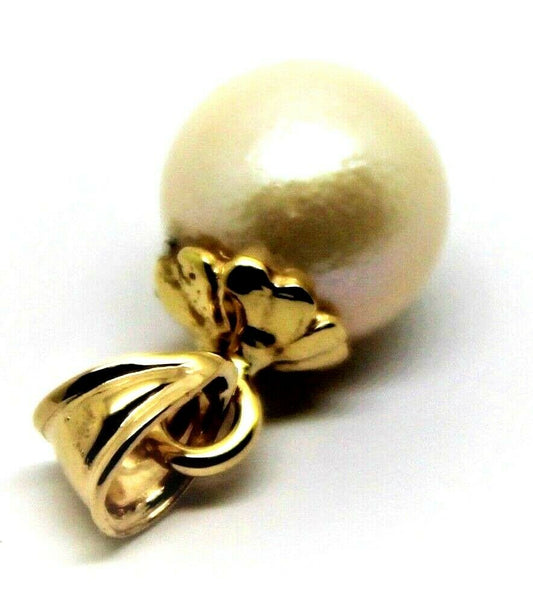 9ct 9k  Solid Yellow Gold 14mm White Freshwater Pearl Ball Pendant