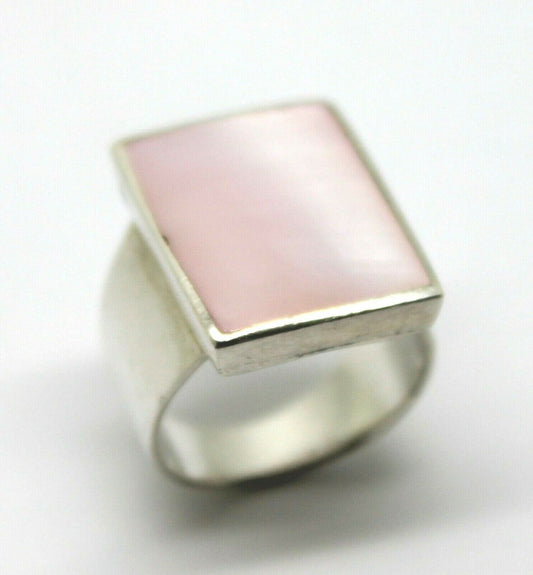 New Genuine Sterling Silver Wide Pink Mother Of Pearl