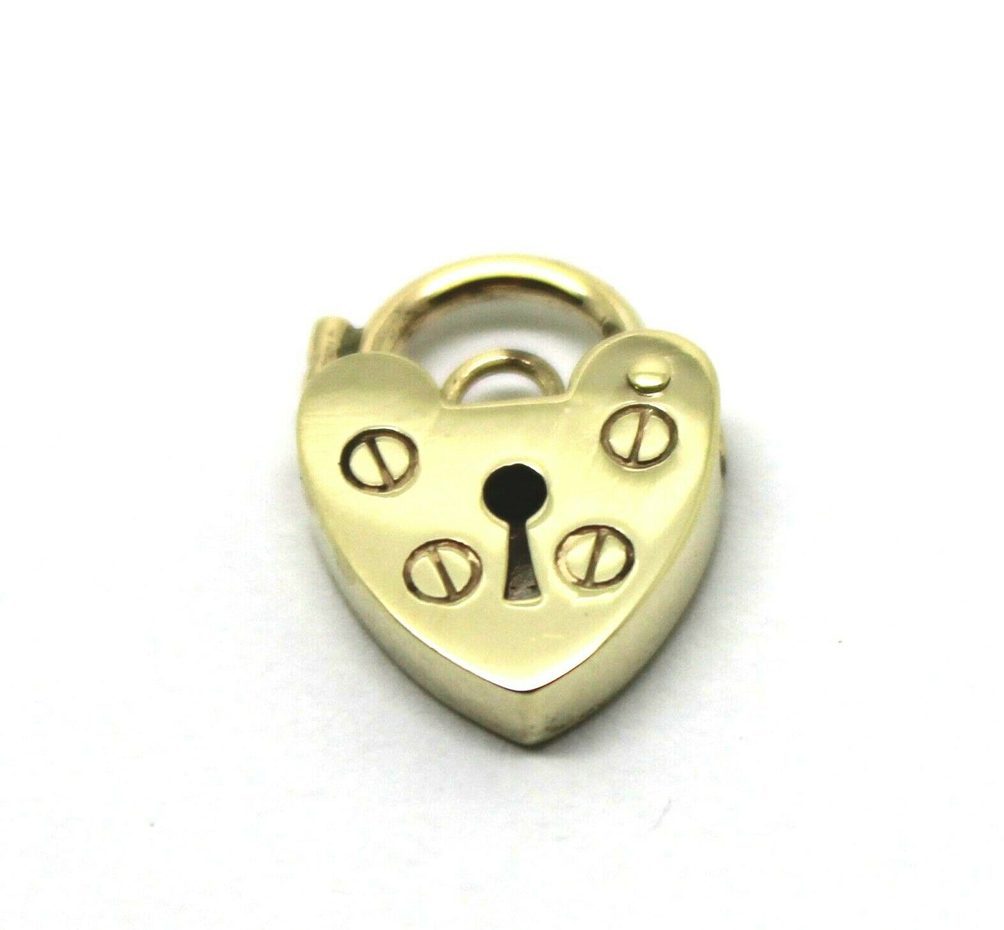 Genuine Small 13.5mm 9ct 9k Yellow Gold Screw Heart Pendant Padlock