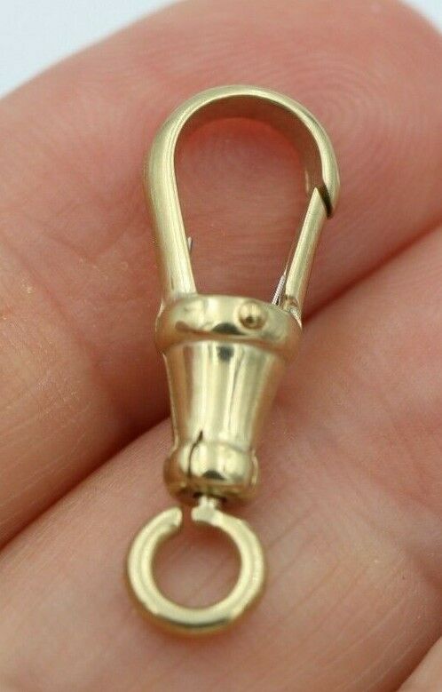 Genuine 18ct 18K Solid Yellow or Rose Gold Dog Clip Albert Swivel Clasp 22mm Large Size