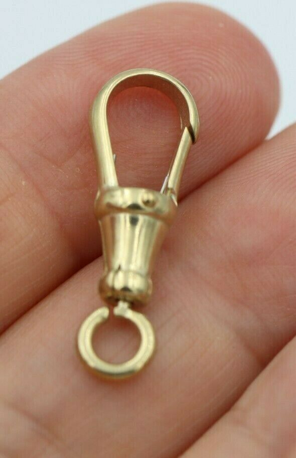 Genuine 18ct 18K Solid Yellow or Rose Gold Dog Clip Albert Swivel Clasp 22mm Large Size