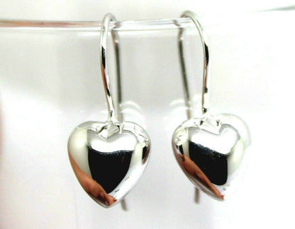 Kaedesigns New 9ct 9k Yellow, Rose or White Gold Dangle Puffed Heart Long Hooks Earrings