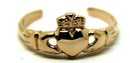 Genuine 9ct 9k Yellow, Rose or White Gold Irish Claddagh Toe Ring