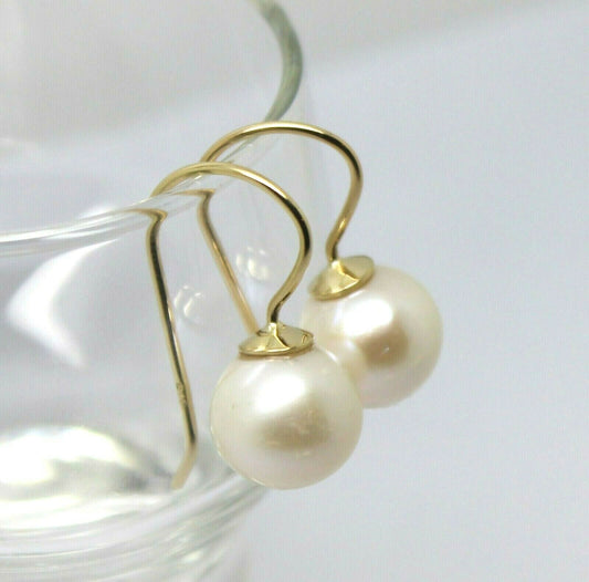 Kaedesigns  New 9ct 9k Yellow, Rose or White Gold 10mm Pearl Ball Drop Earrings