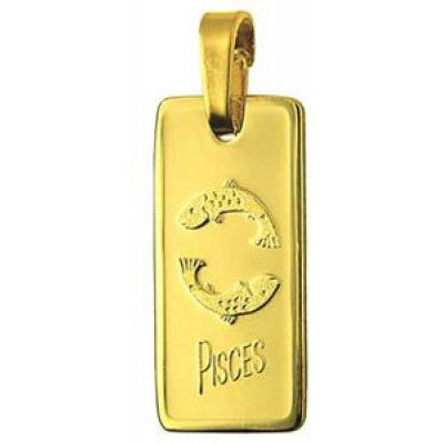 Genuine 9ct Yellow Gold or Fine Silver 20mm x 9mm Pisces Rectangle Zodiac
