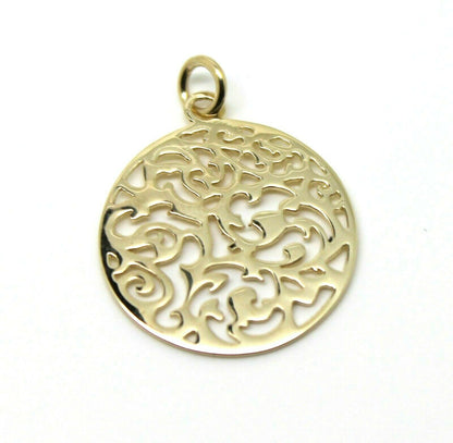 Genuine Solid 9ct 9kt Yellow, White Or Rose Gold Round Filigree Pendant