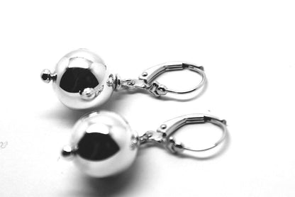 Sterling Silver Ball Earrings 8mm Continental Clip Earrings