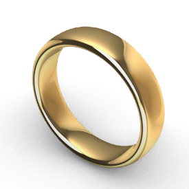 Solid 9ct Yellow Gold 5mm Wedding Band Ring Size P (comfort fit) 1.8mm thick