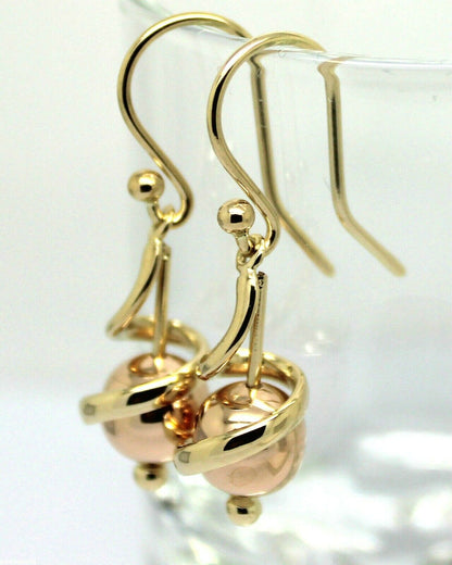 Kaedesigns New Genuine 9ct 9k Yellow & Rose Gold 8mm Swirl Ball Earrings