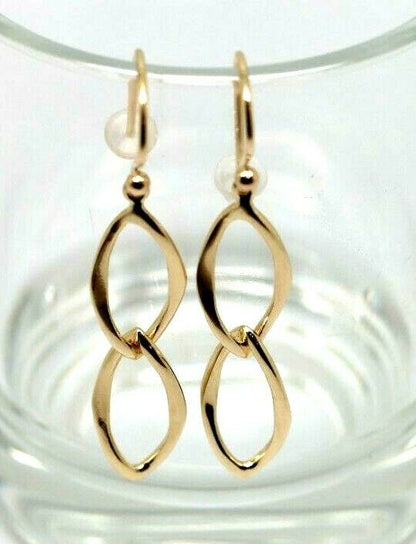 Genuine New 9ct Yellow, Rose Or White Gold Dangle Link Drop Earrings