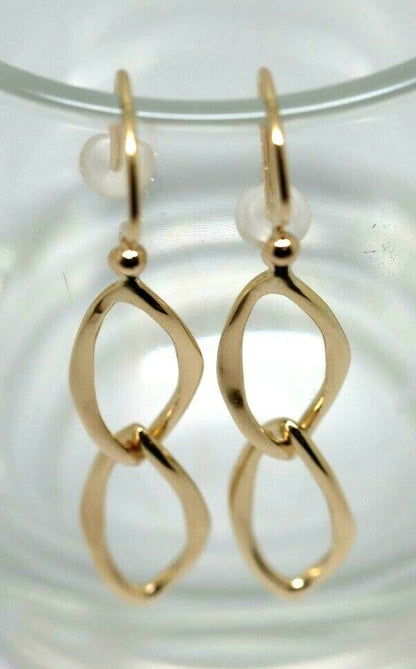 Genuine New 9ct Yellow, Rose Or White Gold Dangle Link Drop Earrings