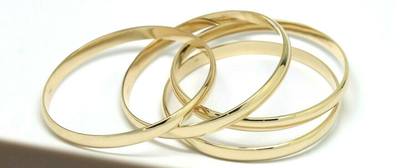 Genuine 9ct 9kt FULL SOLID Heavy Yellow, Rose or White Gold Bangle 6mm wide half round 60mm inside diameter