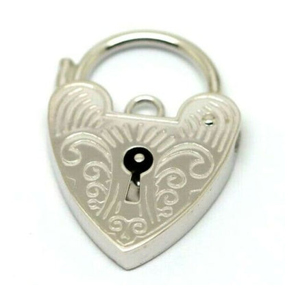 Genuine 15mm Sterling Silver 925 Engraved Heart Padlock Locket