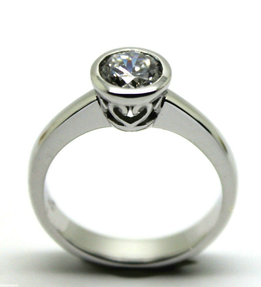 Genuine 9ct 375 Solid White Gold Engagement Ring Cubic Zirconia Size M