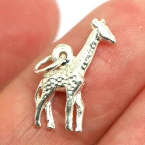 Sterling silver Giraffe + jump Pendant Zoo Animal African Safari Pendant or Charm